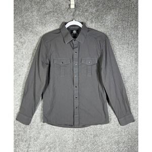 Rock & Republic Textured Striped‎ Long Sleeve Button Up Shirt Mens Small Gray